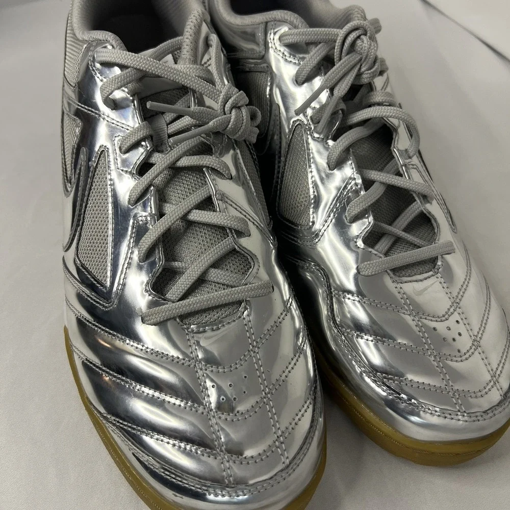 Nike Gato LV8 Chrome Men's Metallic Silver Lace-Up Low Top Leather Size 15